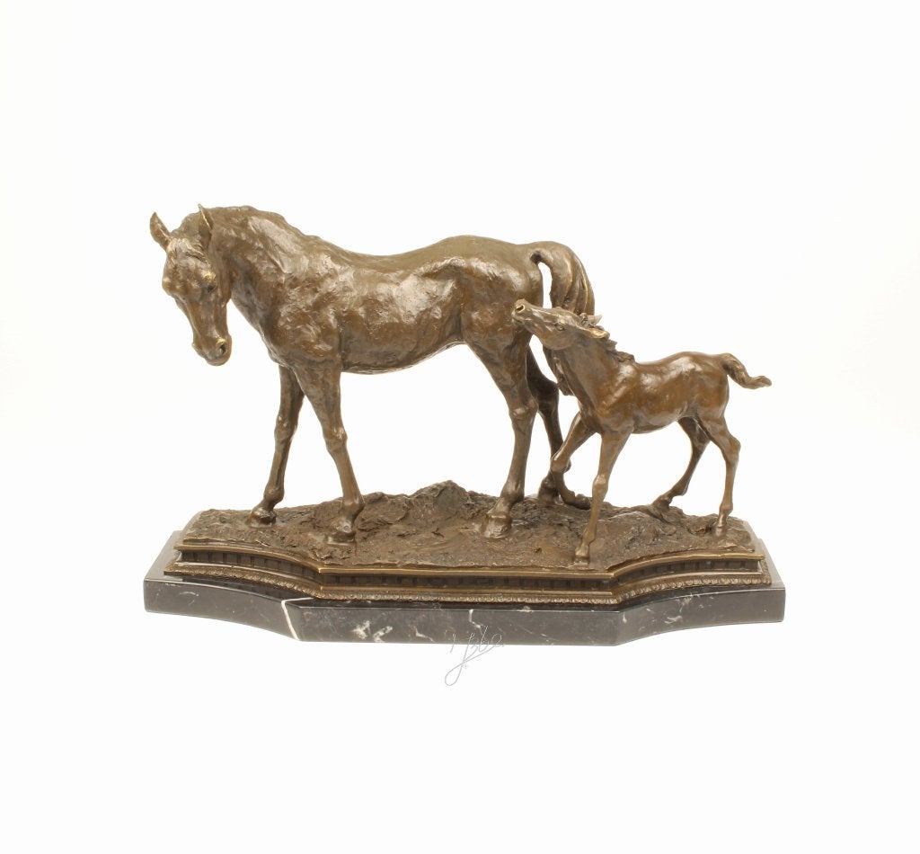 Premium Bronzen Paard en Veulen - Naar Milo (1910–1978) 18kg, Enlèvement ou Envoi, Bronze