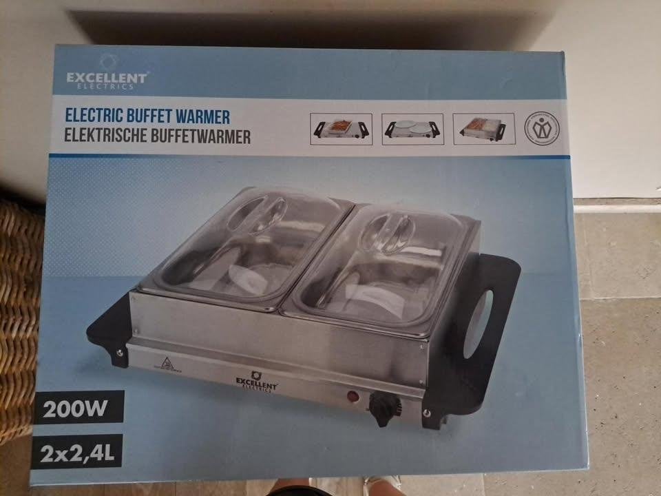 Nieuwe elektrische warmhoudschale 2x 2,4 L – ongebruikt, Overige typen, Ophalen of Verzenden, Nieuw