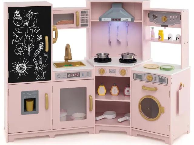 Roze houten hoekkeuken met licht en geluidseffecten( nieuwe), Kinderen en Baby's, Ophalen, Zo goed als nieuw