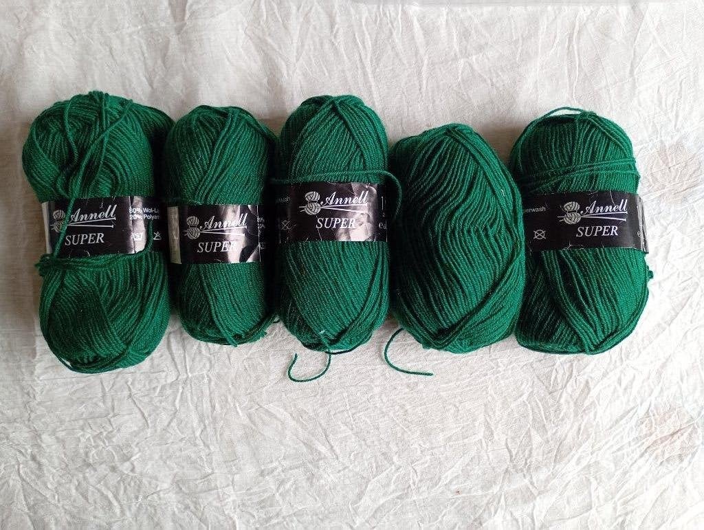 5x Annell Super kousenwol 80% wol 20% polyamide donkergroen, Ophalen of Verzenden, Nieuw, Breien of Haken, Wol of Garen
