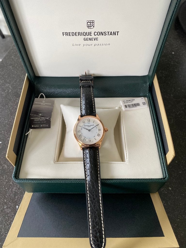Montre Frédérique Constant - Bracelet en cuir noir, Cuir, Enlèvement, Autres matériaux, Neuf