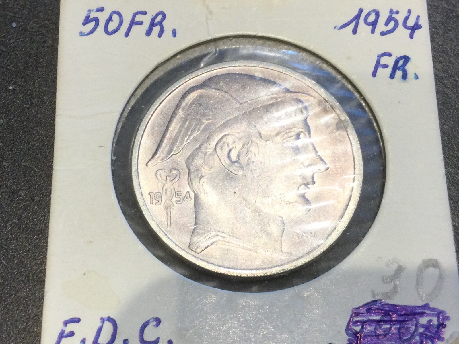 België 50 Frank 1954 Frans zilver prachtig, Ophalen of Verzenden, Zilver