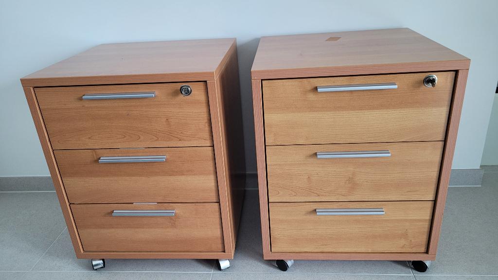 2 identieke ladenblokken met 3 lades, Huis en Inrichting, Bureaus, Ophalen, Gebruikt, 48 cm, Hout