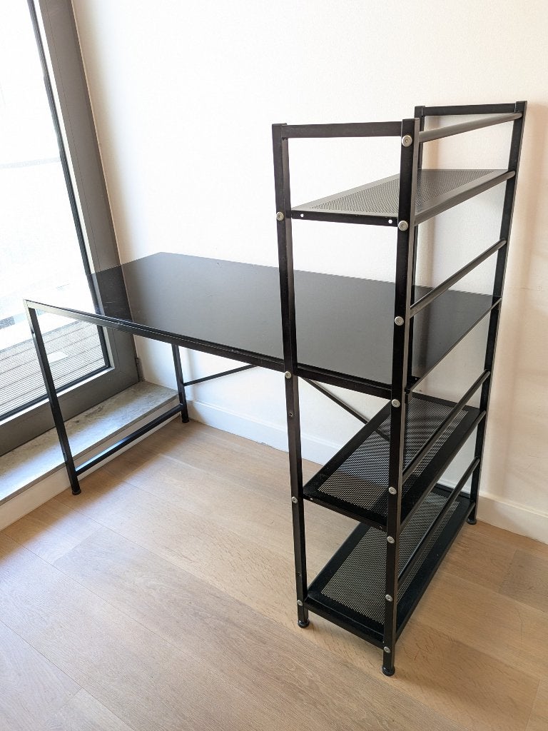 Zwart Bureau met Verstelbare Legplanken, Ophalen, Gebruikt, Zwart