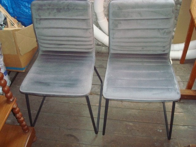 lot de 2 chaises "Zons" en velour, Gris, Deux, Enlèvement, Utilisé