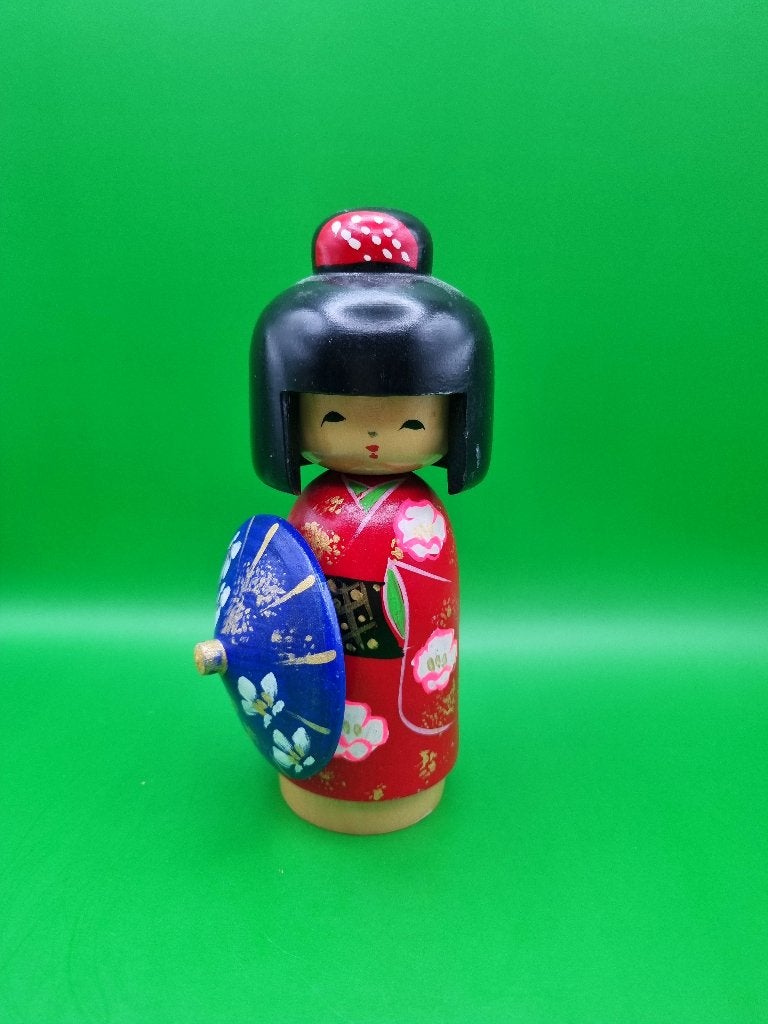 Joli Wagasa Kokeshi de Torao Hosaka, Antiquités & Art, 16 cm, Enlèvement ou Envoi, Japon, Bois