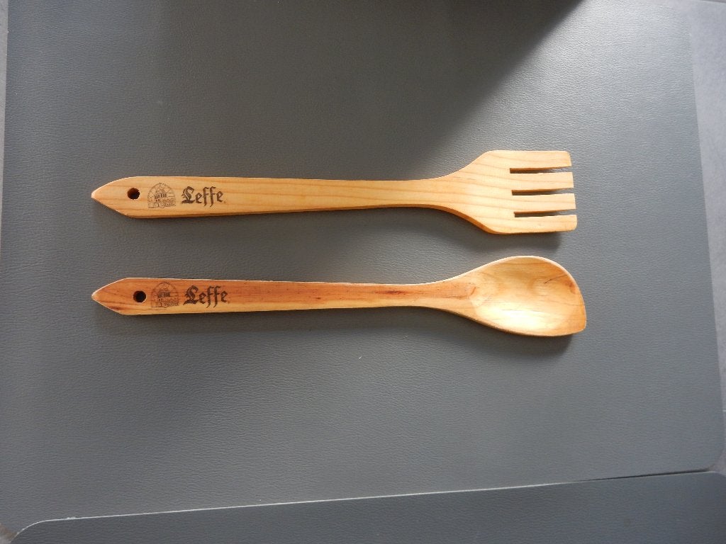 nr.2693 - Houten lepel & vork - leffe, Huis en Inrichting, Ophalen of Verzenden