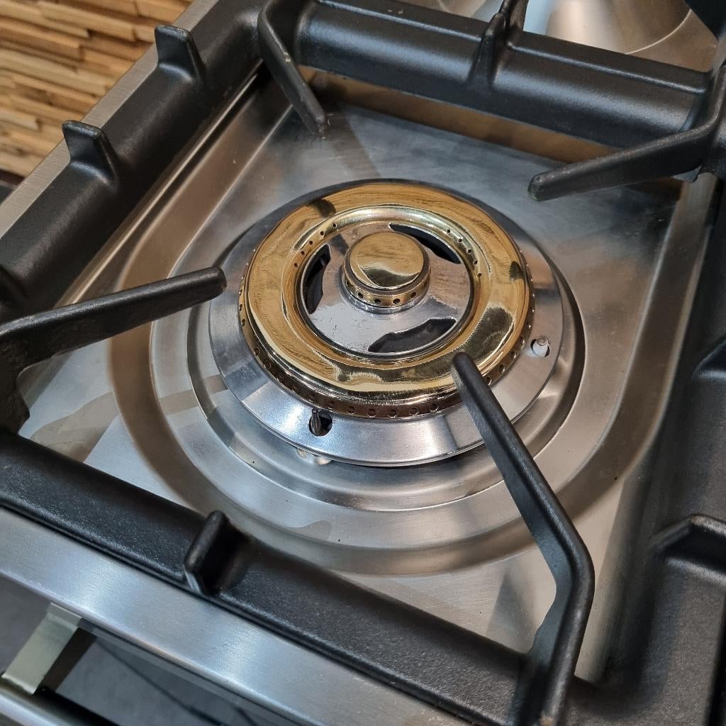 🔥Luxe Boretti Fornuis 60cm hoogglans zwart + rvs 4 pits, Ophalen, 4 kookzones, Zo goed als nieuw, Energieklasse A of zuiniger