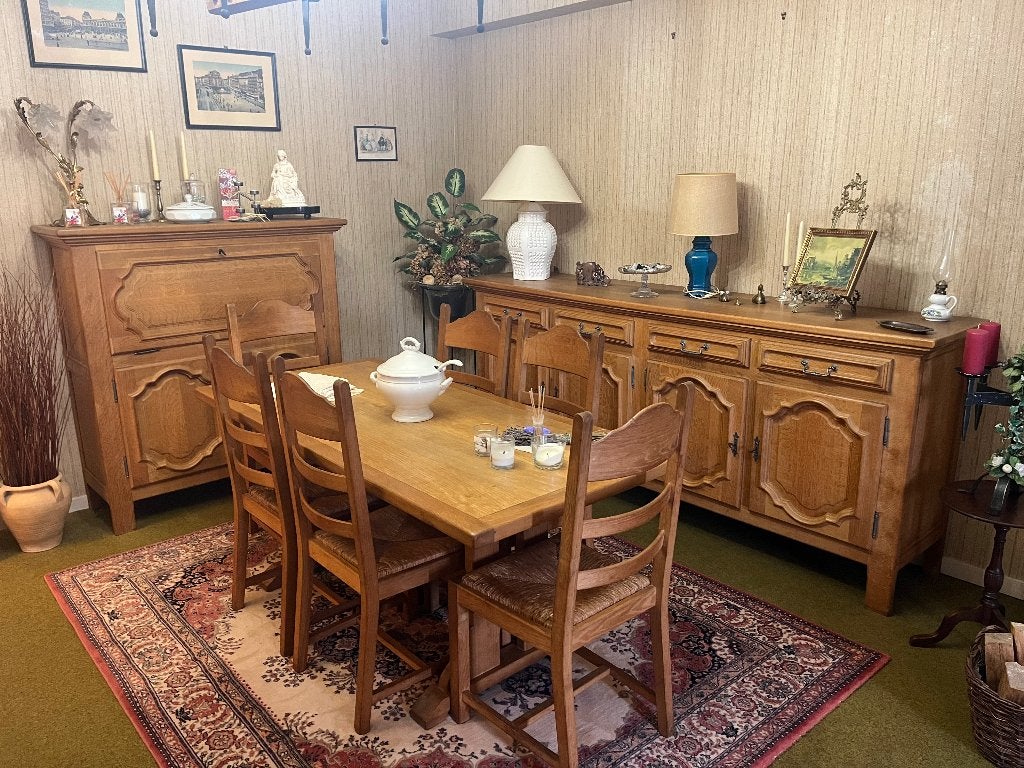 À donner salle à manger en chêne, Enlèvement, Utilisé, Ferme, 4 à 6 chaises