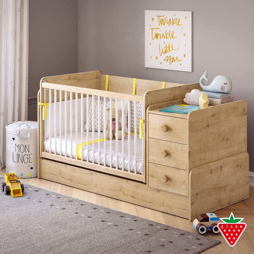 Baby meegroeibed – schommelbaar – babybed 4-in-1, Ophalen, 70 tot 85 cm, 140 tot 160 cm, Zo goed als nieuw