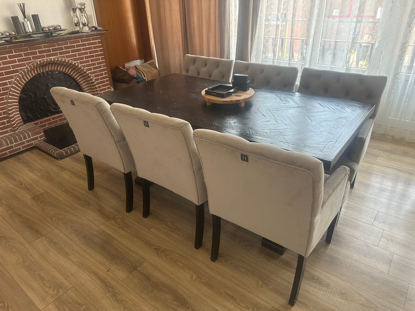 Table et chaises de salle a manger, Enlèvement, Comme neuf, 6 à 8 chaises