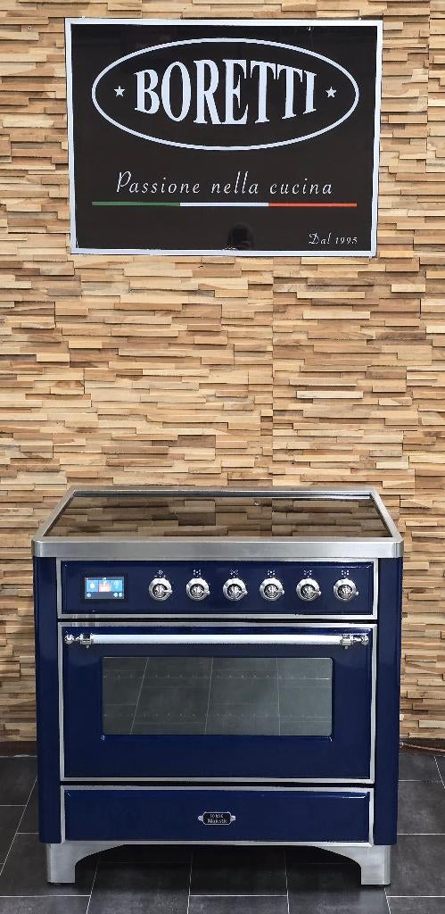 Luxe Boretti Ilve Majestic Fornuis 91cm blauw INDUCTIE, Elektronische apparatuur, Ophalen, 60 cm of meer, Zo goed als nieuw, Energieklasse A of zuiniger