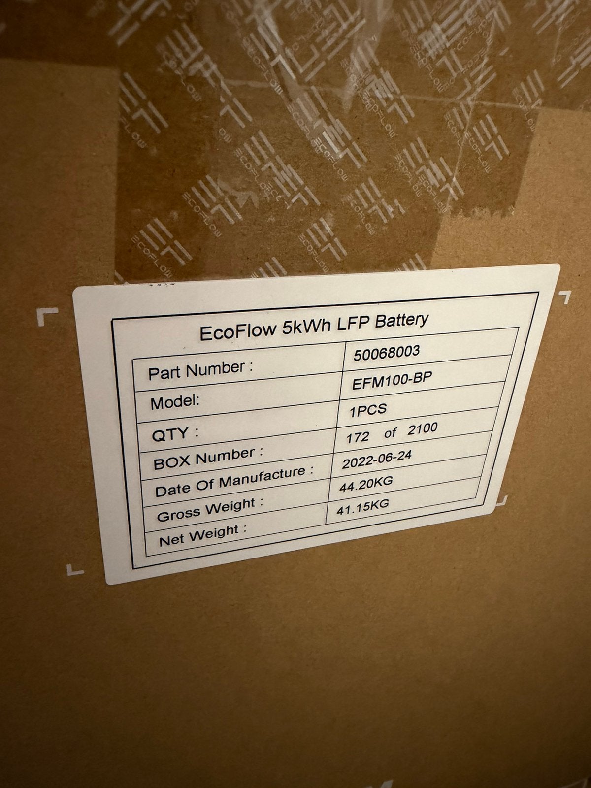 Ecoflow 5 kWh batterij - EFM100-BP, Nieuw, 5 kWh
