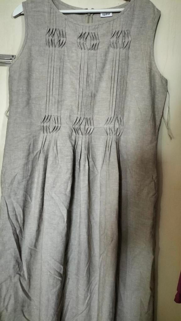 Together, mooie beige halflinnen zomerjurk 44, Kleding | Dames, Jumpsuits, Ophalen of Verzenden, Beige