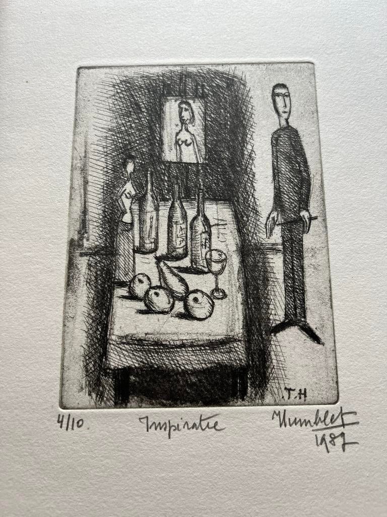 Theo Humblet 1989 inspiratie ets gravure 4/10, Ophalen of Verzenden, Ets, Gesigneerd