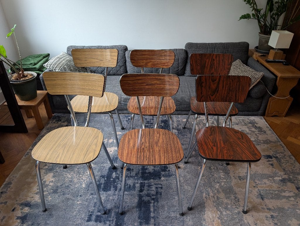 Vintage keukenstoelen, Maison & Meubles, Brun, Enlèvement, Bois, 70's formica