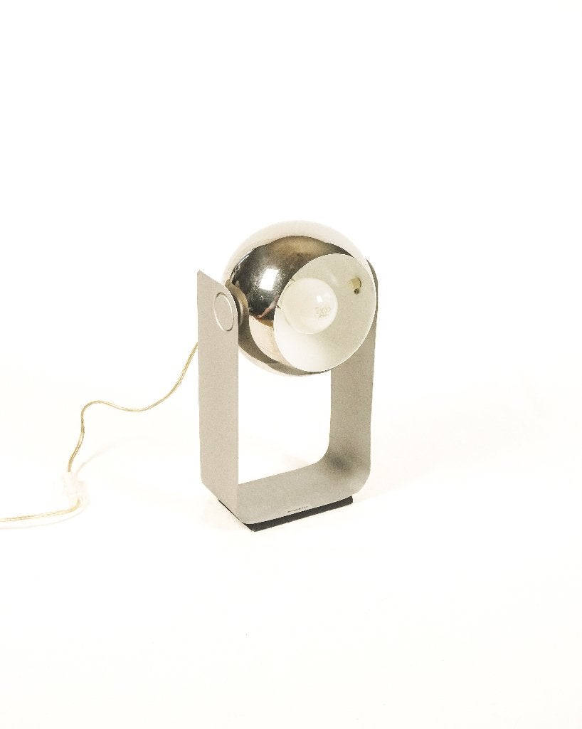 Lampe à globe oculaire massive en chrome vintage, Enlèvement ou Envoi, Utilisé, Métal, Moins de 50 cm