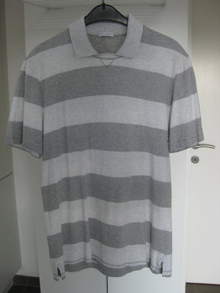 Brunello Cucinelli T- shirt grijs gestreept Maat M, Vêtements | Hommes, Polos, Enlèvement ou Envoi, Porté, Taille 48/50 (M), Gris
