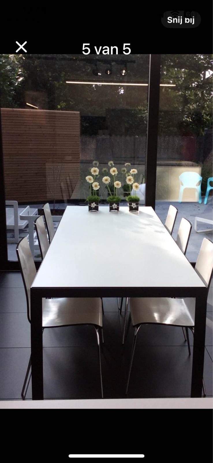 tafel, metaal onderstel, trespa bovenblad, Tuin en Terras, Ophalen