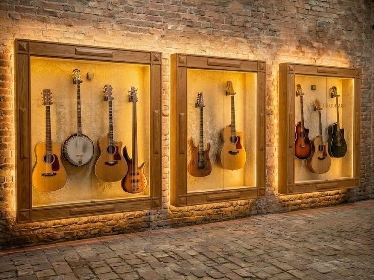 Antieke Art Deco vitrinekast voor gitaren, Ophalen, Gebruikt