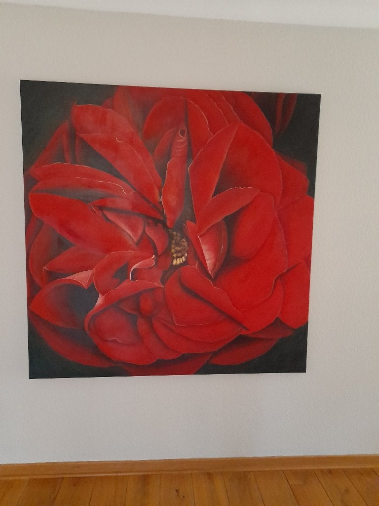 Belle peinture à la rose rouge, Enlèvement, Toile