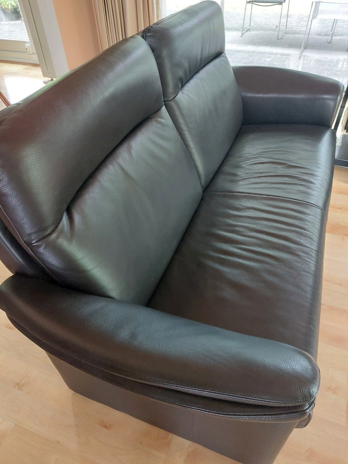 2-zit zetel leder zwart, Huis en Inrichting, Ophalen