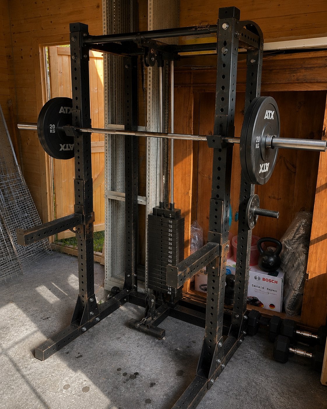 ATX half rack + pulley met gewichtsstapel te koop., Ophalen, Gebruikt