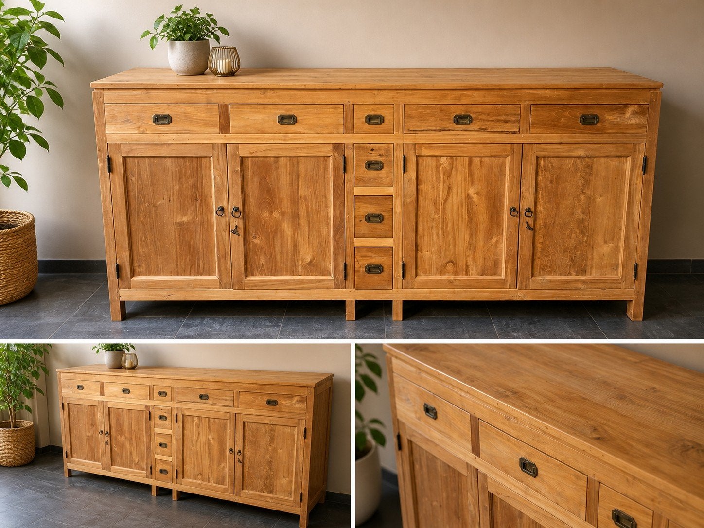 Massief teak dressoirkast, Huis en Inrichting, Kasten | Dressoirs, Ophalen