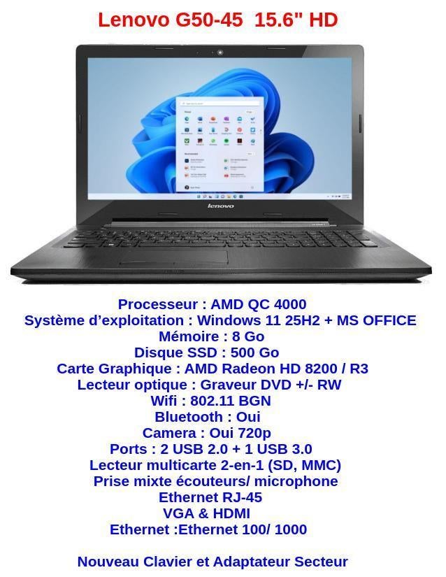 PC PORTABLE LENOVO, Computers en Software, Windows Laptops, Ophalen, Gebruikt, 15 inch, 8 GB