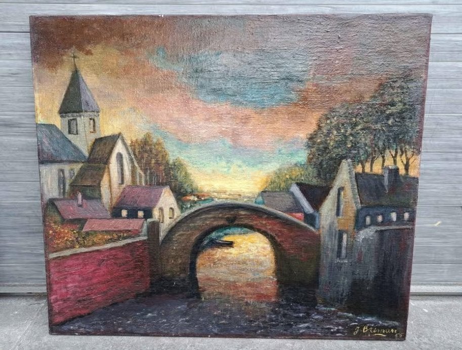 Huile sur toile signe josine breman 1955, Enlèvement ou Envoi, Toile