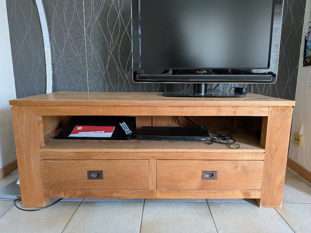 Teak tv-meubel, Huis en Inrichting, Gebruikt, 100 tot 150 cm, Eikenhout, Minder dan 100 cm