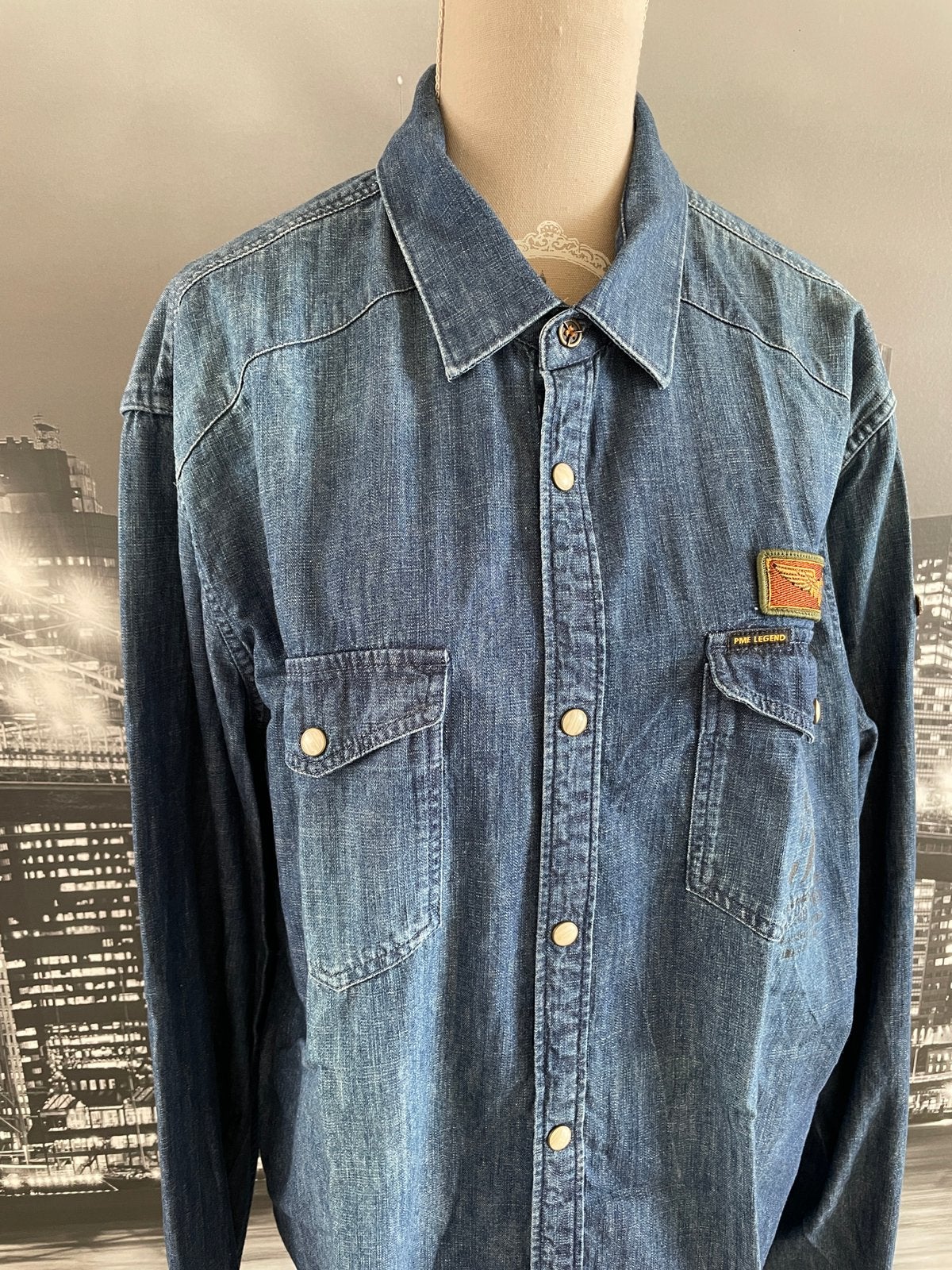 Gaaf PME Legend denim overhemd maat XL, Kleding | Heren, Overhemden, Verzenden, Zo goed als nieuw, Blauw, PME Legend