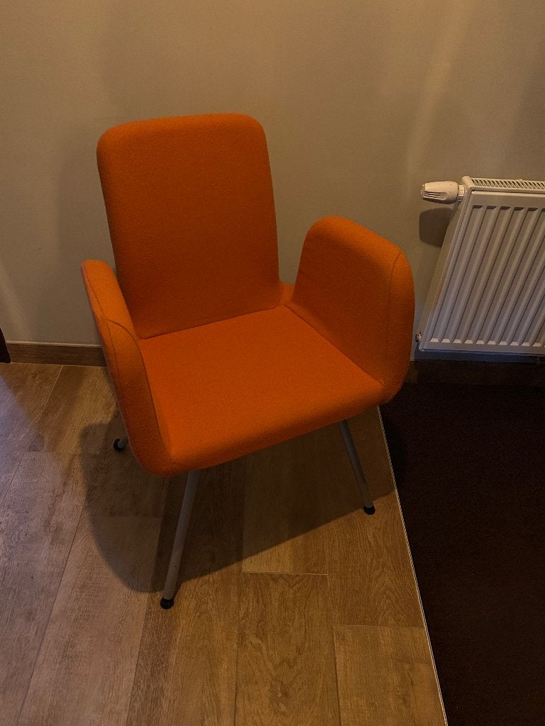 Oranje fauteuil, Huis en Inrichting, Fauteuils, Ophalen, Gebruikt, Stof, Vintage