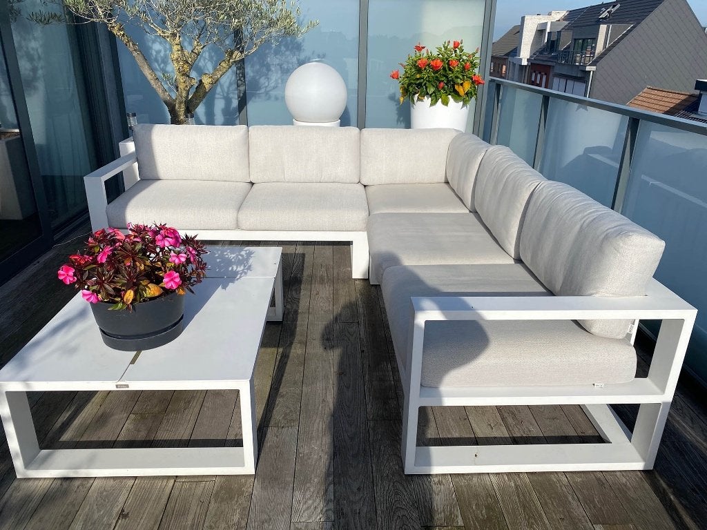 Loungeset tuin, Ophalen, 5 zitplaatsen, Bank, Aluminium