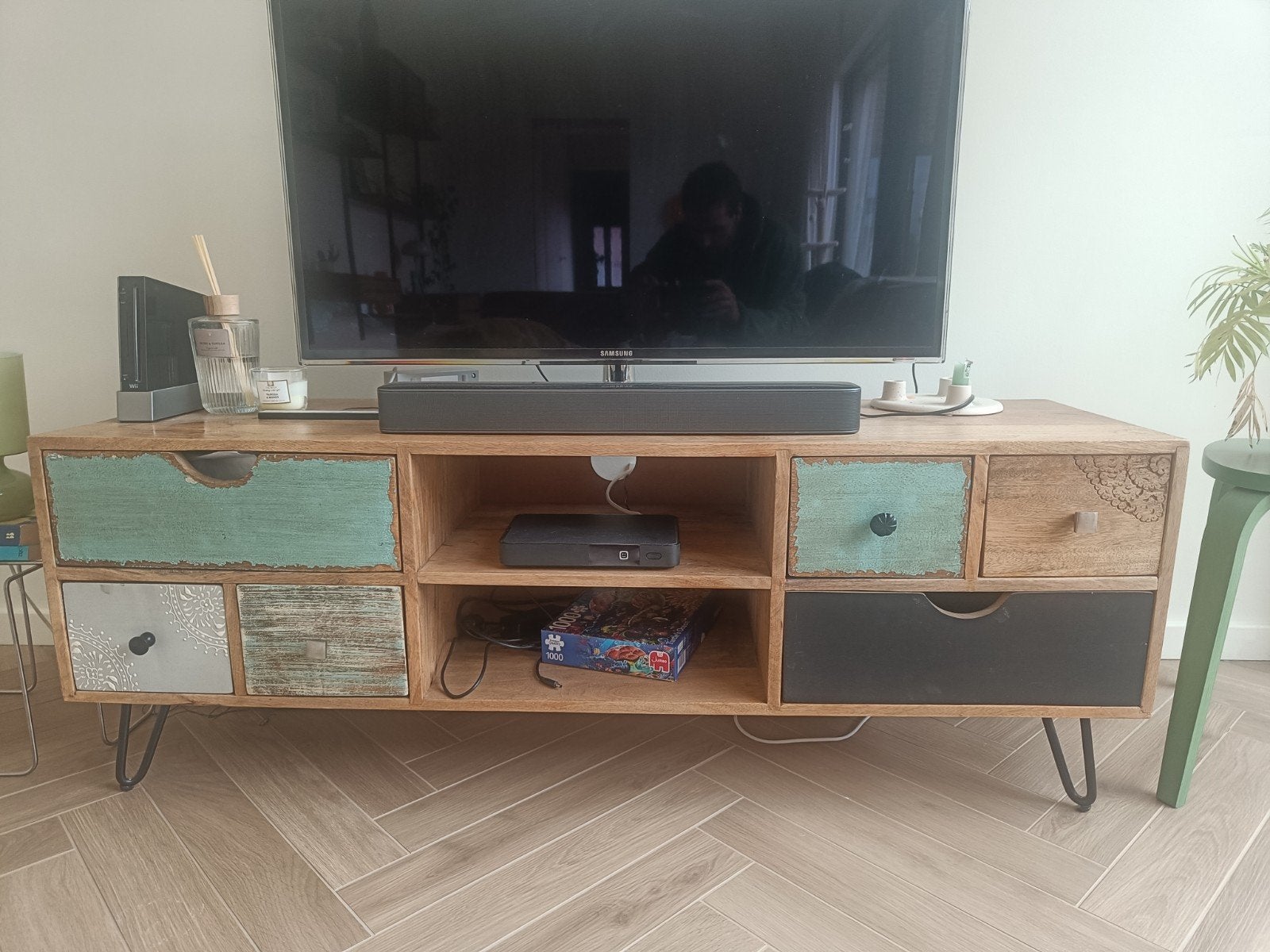tv meubel in mango hout, Huis en Inrichting, Ophalen of Verzenden