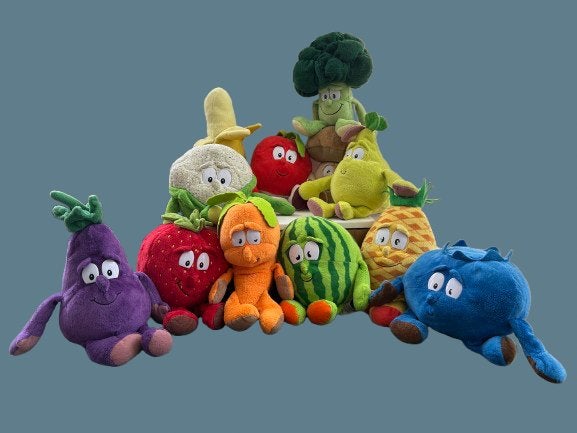 Vitamiene knuffels / 12 knuffels, Enfants & Bébés, Jouets | Peluches, Enlèvement, Comme neuf, Autres types