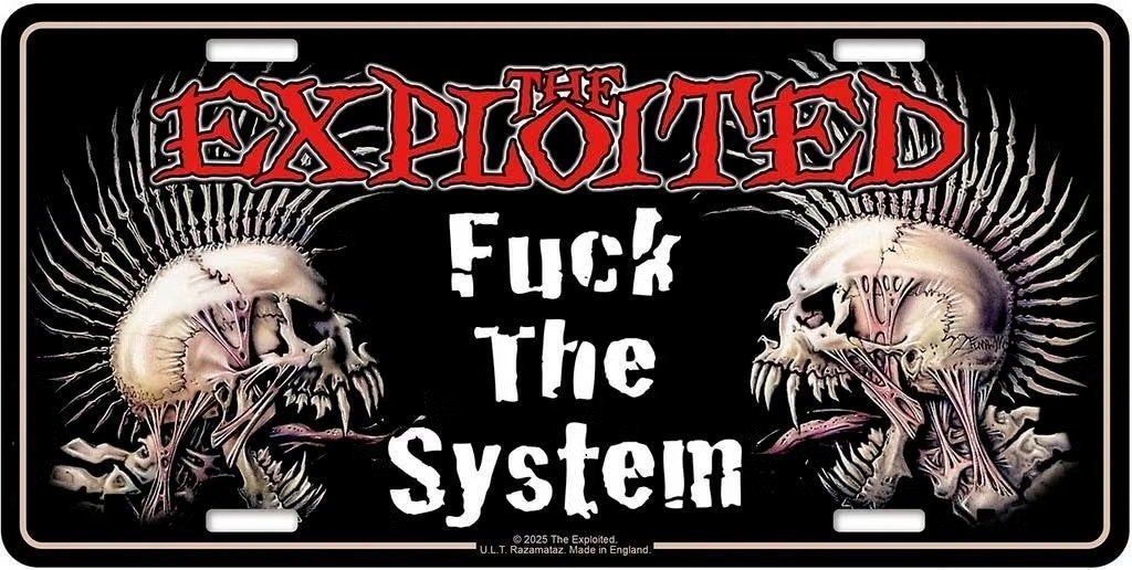 The Exploited Fuck the System - USA Nummerplaat off. merch., Ophalen of Verzenden, Nieuw