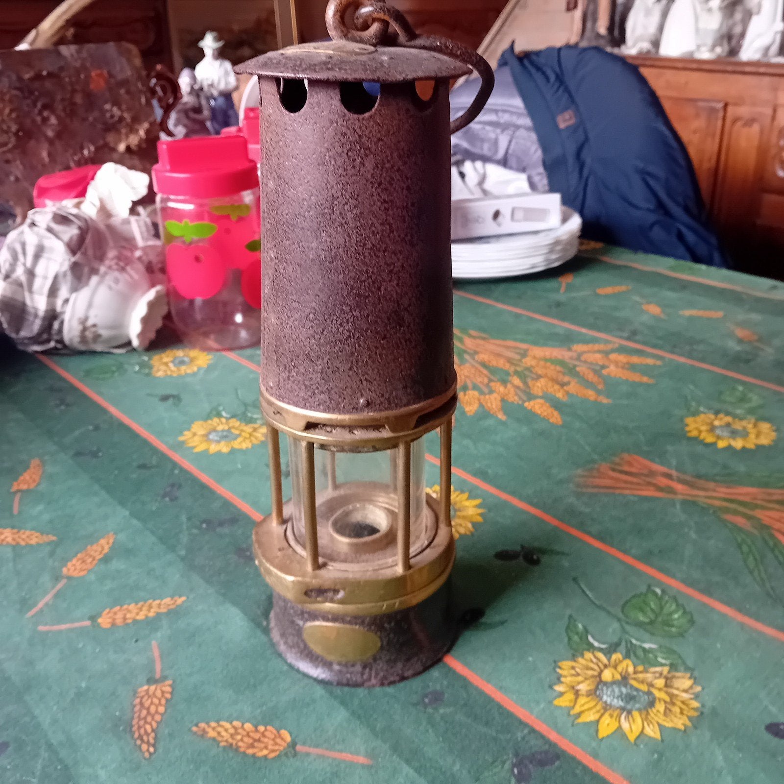 Val St Lambert antieke glazen mijnwerkerslamp, Ophalen of Verzenden