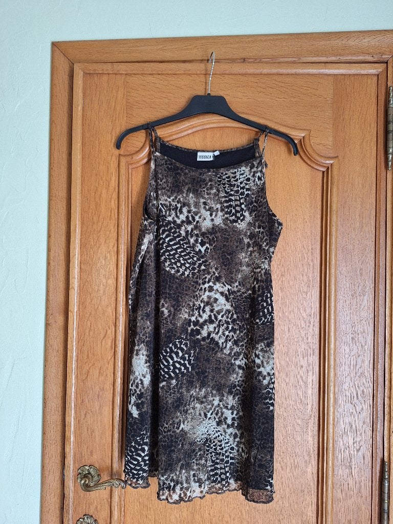 robe tons bruns/beiges - taille S, Vêtements | Femmes, Robes, Comme neuf, Brun, Enlèvement, Longueur genou