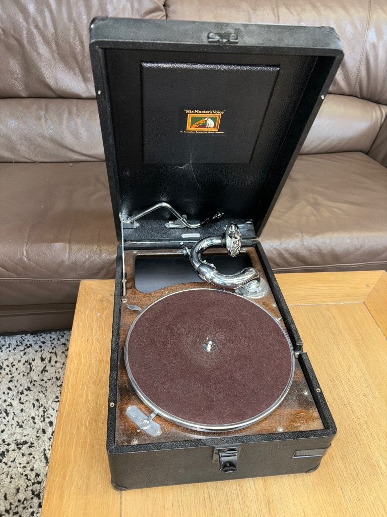 gramophone portable vintage His Master's Voice (HMV),, Ophalen of Verzenden