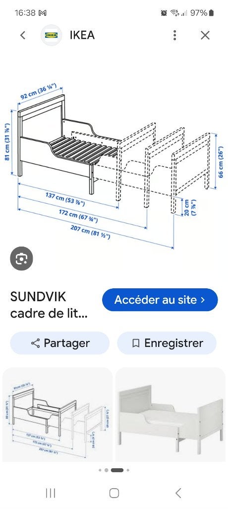Lit extensible, Kinderen en Baby's, Ophalen, 70 tot 85 cm, 140 tot 160 cm, Zo goed als nieuw