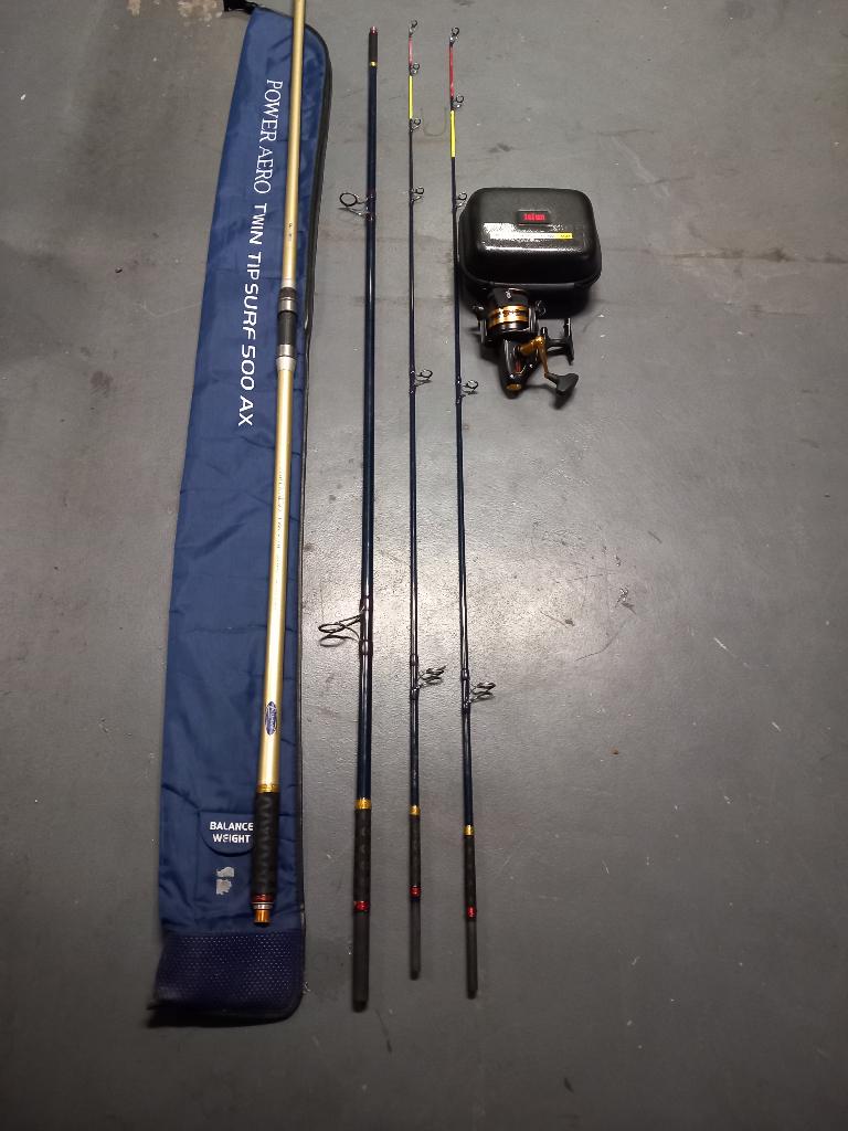 STRANDHENGEL SHIMANO  MET PENN MOLEN, Watersport en Boten, Ophalen, Zo goed als nieuw, Complete set