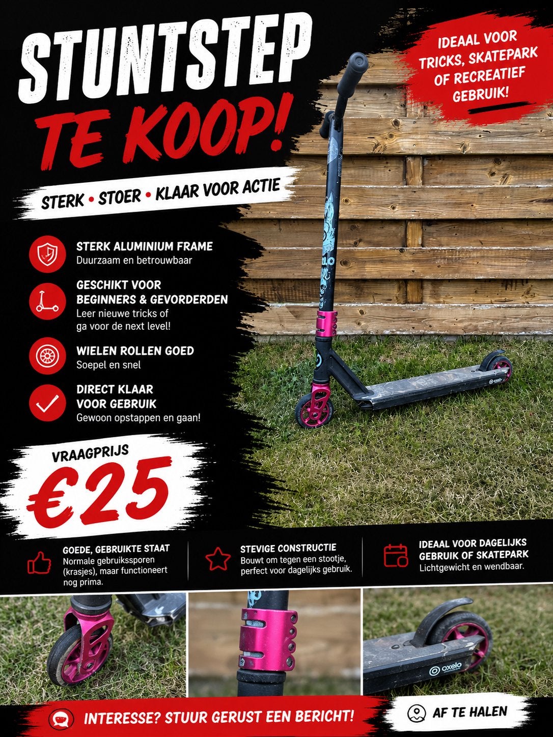 Stuntstep, Fietsen en Brommers, Steps, Ophalen, Zo goed als nieuw