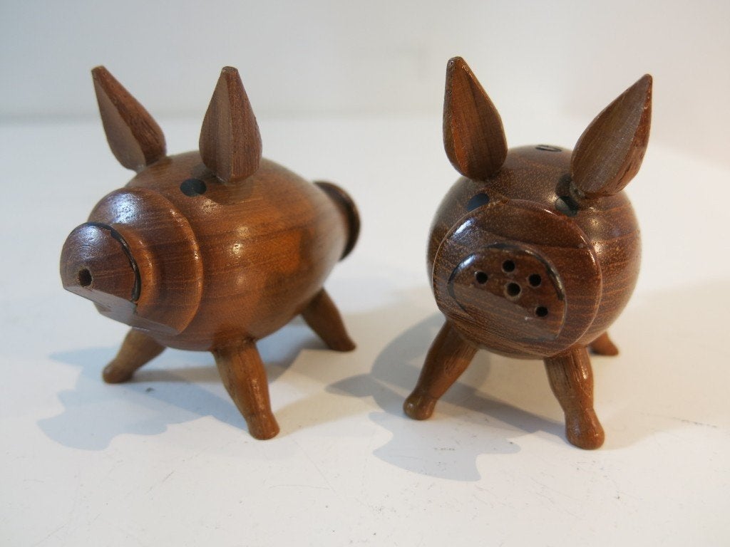 houten peper- en zoutstel varkentjes | Birman Teak, Ophalen of Verzenden