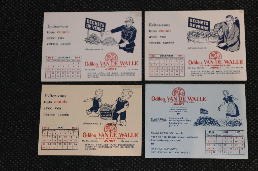kalender calandrier odilon van de walle 1955 1954 jumet, Ophalen of Verzenden