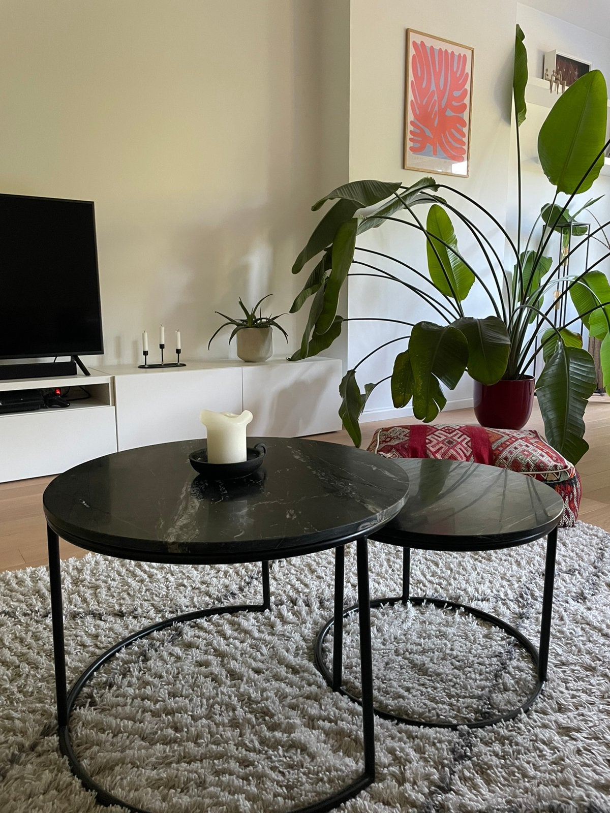 Zwart Marmeren Salontafel Set - By-Boo, Enlèvement, Comme neuf