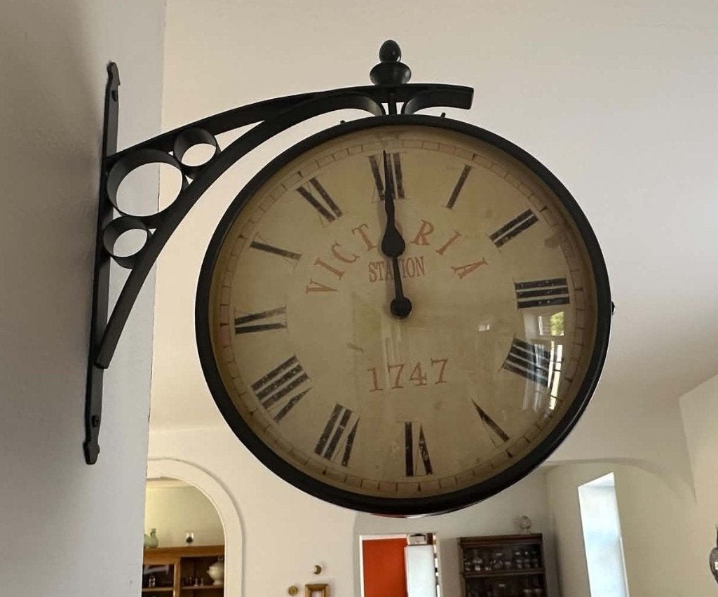 Horloge murale, Double face, Noir, Analogique, Industriel