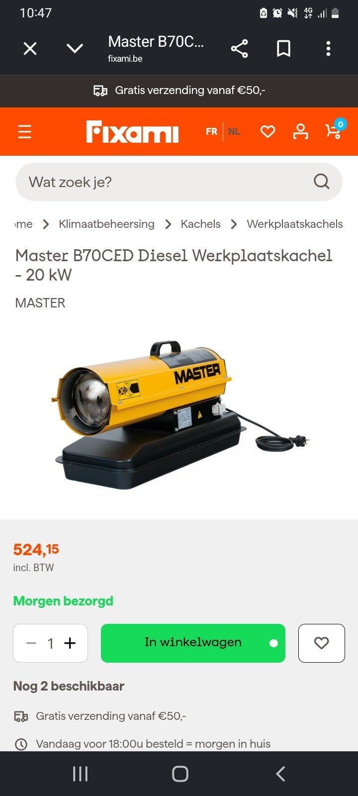 Warmteblazer (nieuw !!), Ophalen