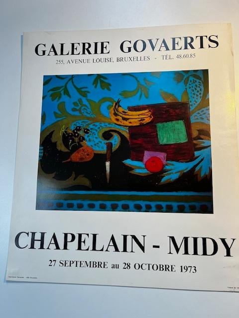 VTG 1973 litho affiche Chapelain-Midy gal. Goovaerts Brussel, Antiquités & Art, Art | Lithographies & Sérigraphies, Enlèvement ou Envoi