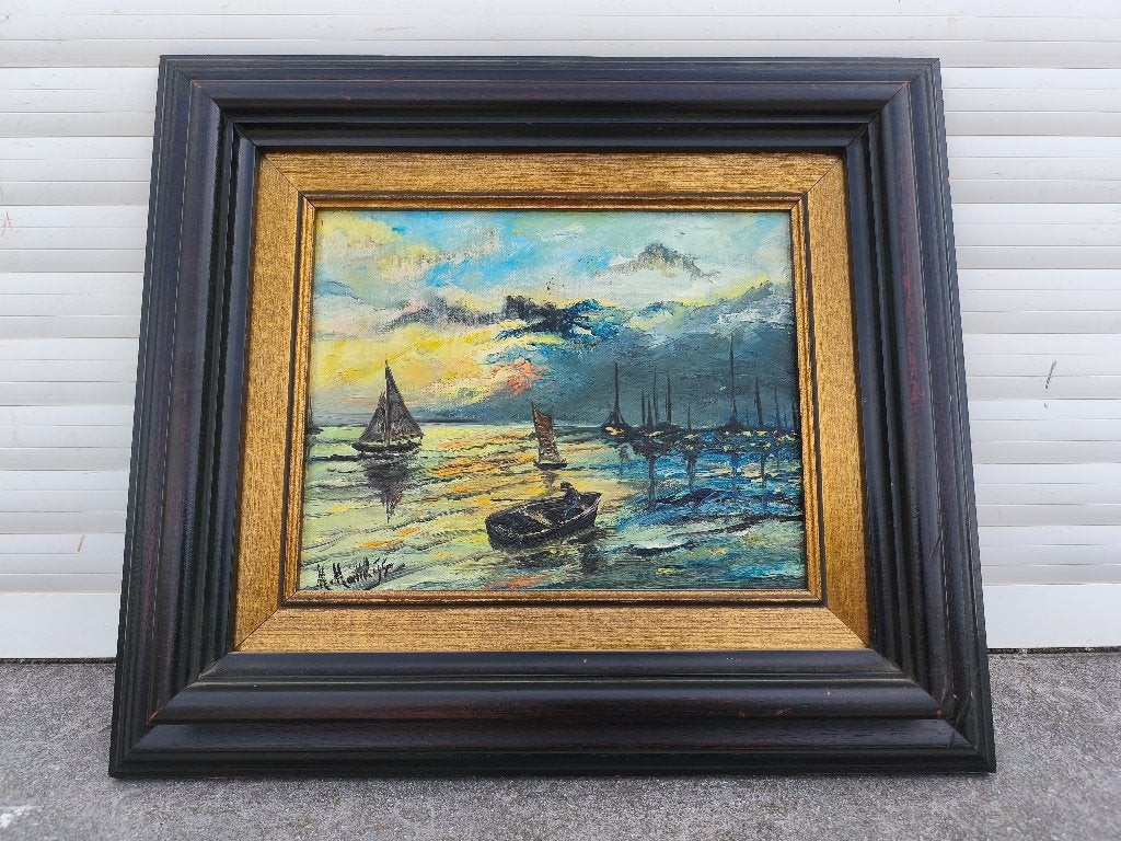 Huile sur toile marine signe m matthys, Antiquités & Art, Art | Peinture | Classique, Enlèvement ou Envoi